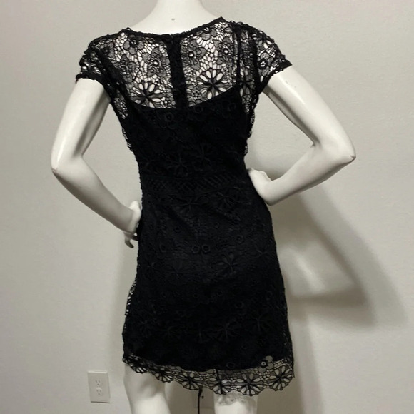 Zara Basic Collection Black Lace Cocktail Dress Size M - Picture 6 of 9